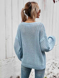 Angel Wings V-Neck Dropped Shoulder Sweater - Hovatok