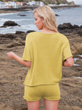 Round Neck Short Sleeve Top and Shorts Sweater Set - Hovatok