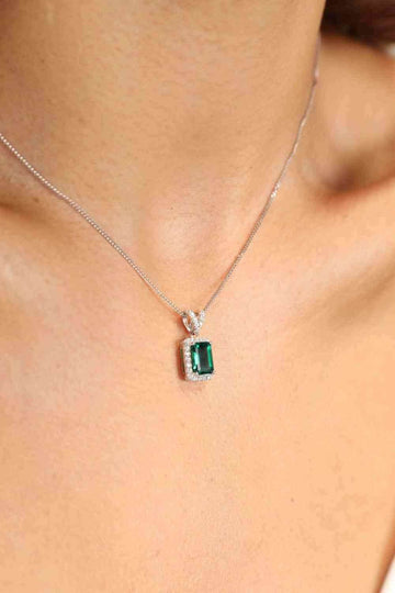Adored 1.25 Carat Lab-Grown Emerald Pendant Necklace - Hovatok