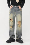 Distressed Mid Rise Jeans with Pockets - Hovatok