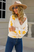 Angel Wings Floral Open Front Fuzzy Cardigan - Hovatok