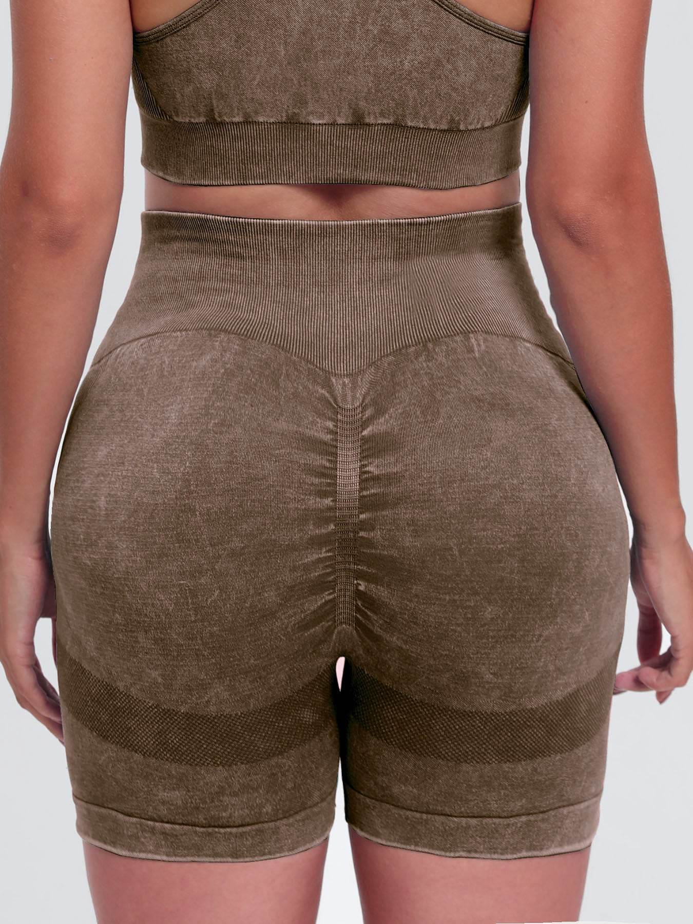 Washed High Waist Active Shorts - Hovatok