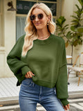 Round Neck Lantern Sleeve Sweater - Hovatok