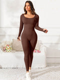 Scoop Neck Long Sleeve Active Jumpsuit - Hovatok