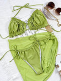Frill Trill Halter Neck Three-Piece Swim Set - Hovatok