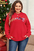 Plus Size MERRY Round Neck Long Sleeve Sweater - Hovatok