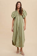 Annie Wear Smocked Puff Sleeve Midi Dress - Hovatok