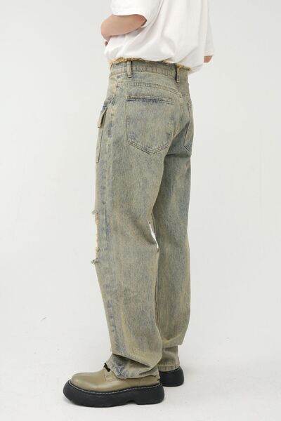 Raw Hem Distressed Jeans - Hovatok