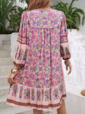 Devine Tassel Floral Tie Neck Mini Dress - Hovatok