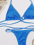 Halter Neck Crisscross Ribbed Bikini Set - Hovatok