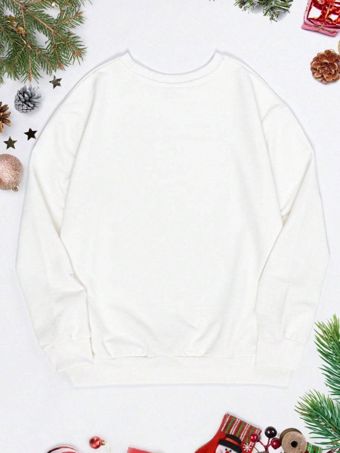 Graphic Round Neck Long Sleeve Sweatshirt - Hovatok