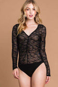 Culture Code Round Neck Mesh Perspective Bodysuit - Hovatok