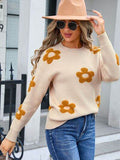 Angel Wings Flower Round Neck Long Sleeve Sweater - Hovatok