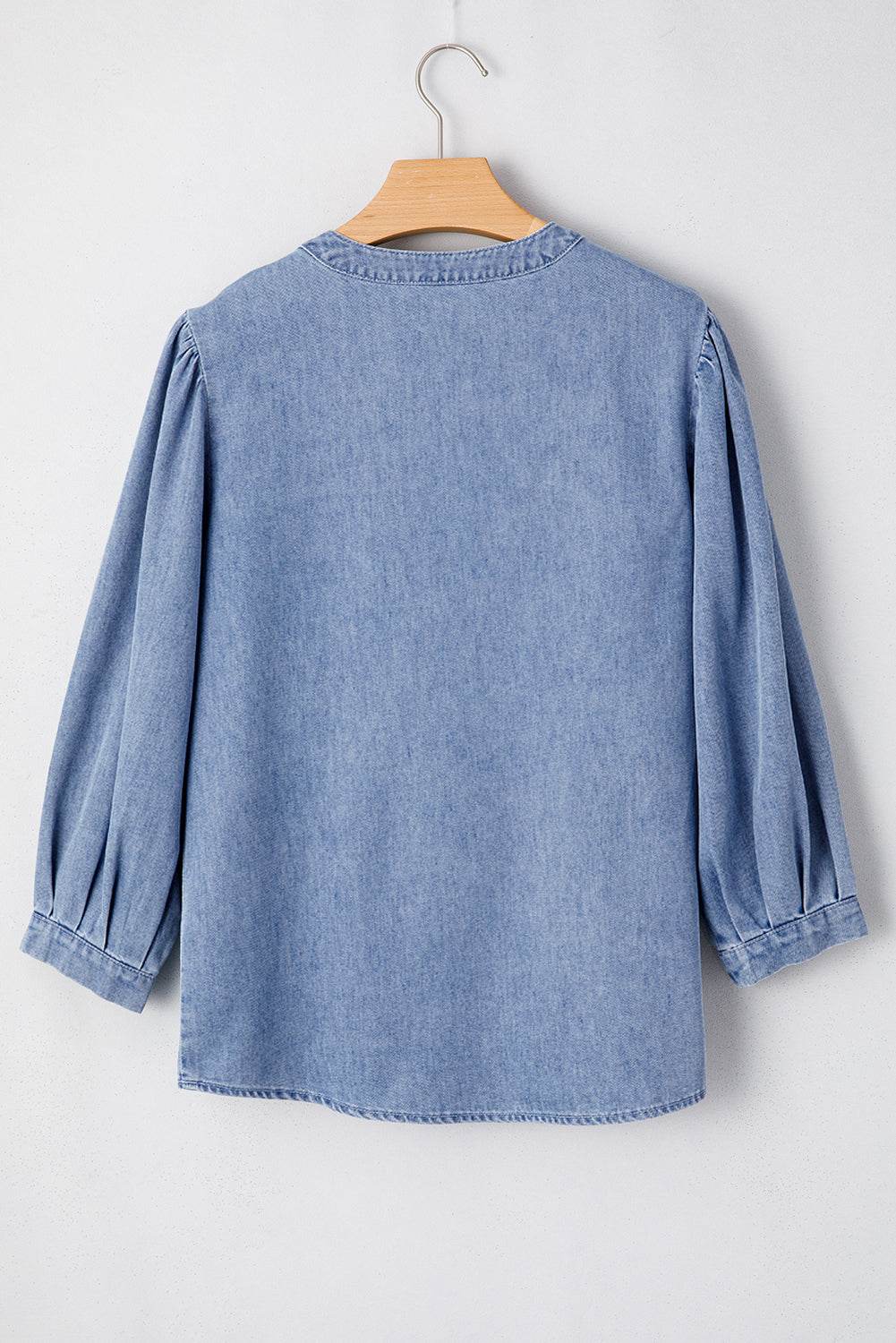 Bow Tie Long Sleeve Denim Top - Hovatok