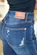 Judy Blue Full Size High Waist Rigid Magic Heavy Destroy Straight Jeans - Hovatok