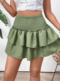 Perfee Layered Smocked Mini Skirt - Hovatok