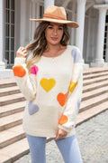 Angel Wings Heart Pattern Round Neck Long Sleeve Sweater - Hovatok