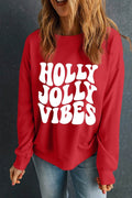 Letter Graphic Round Neck Long Sleeve Sweatshirt - Hovatok