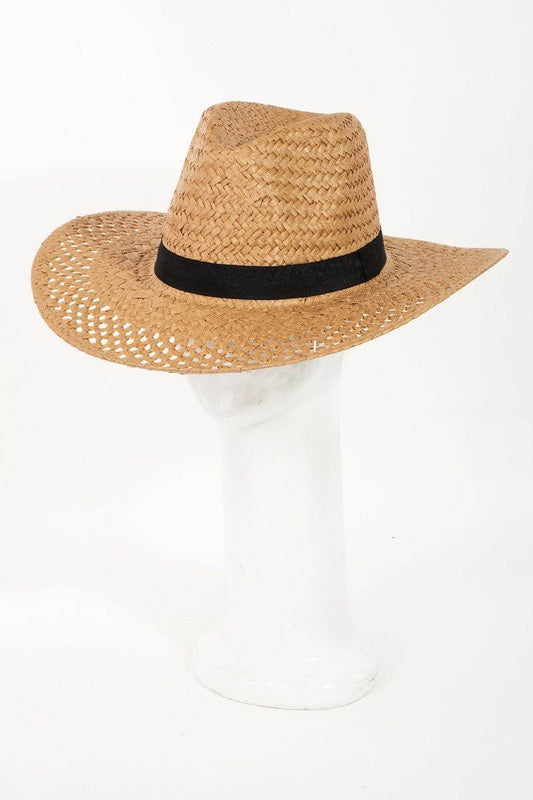 Fame Basket Weave Straw Sun Hat - Hovatok