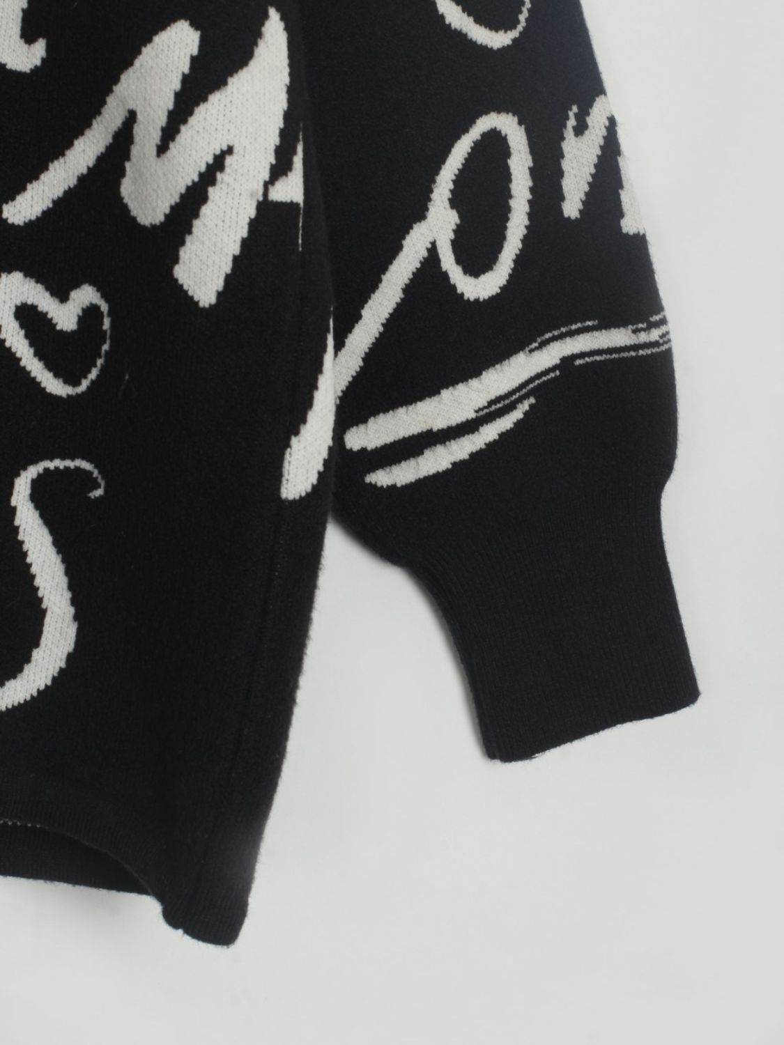 Drawstring Hem Letter Pattern Round Neck Dropped Shoulder Sweater - Hovatok