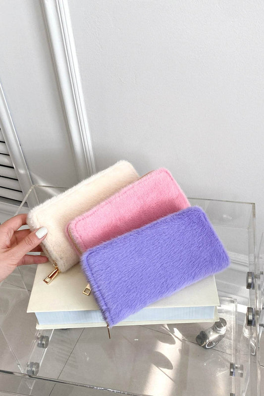 Solid Color Fluff Rectangle Wallet - Hovatok
