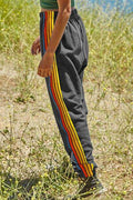 Contrast Striped Elastic Waist Active Pants - Hovatok