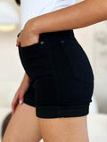 Judy Blue Full Size High Waist Tummy Control Cuffed Denim Shorts - Hovatok