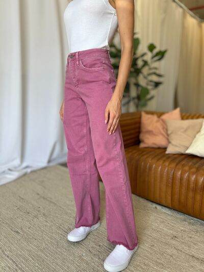 RFM Full Size High Rise Garment Dye Wide Leg Jeans - Hovatok