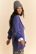 Davi & Dani Shawl Collar Ribbed Detail Button Up Cardigan - Hovatok