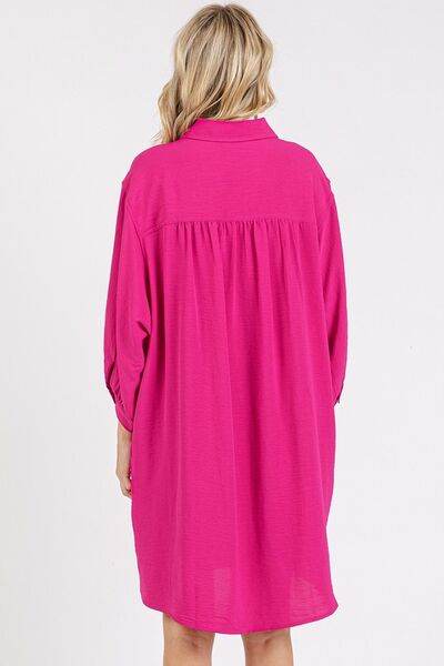 Mittoshop Airflow 3/4 Sleeve Buttoned Shirt Mini Dress - Hovatok