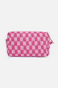 Zenana Checkered Pattern Knitted Cosmetic Pouch - Hovatok