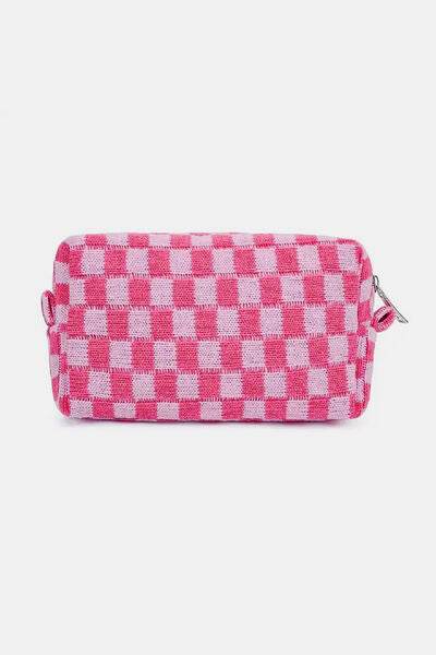Zenana Checkered Pattern Knitted Cosmetic Pouch - Hovatok