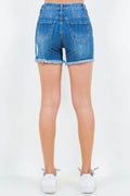American Bazi High Waist Distressed Frayed Denim Shorts - Hovatok