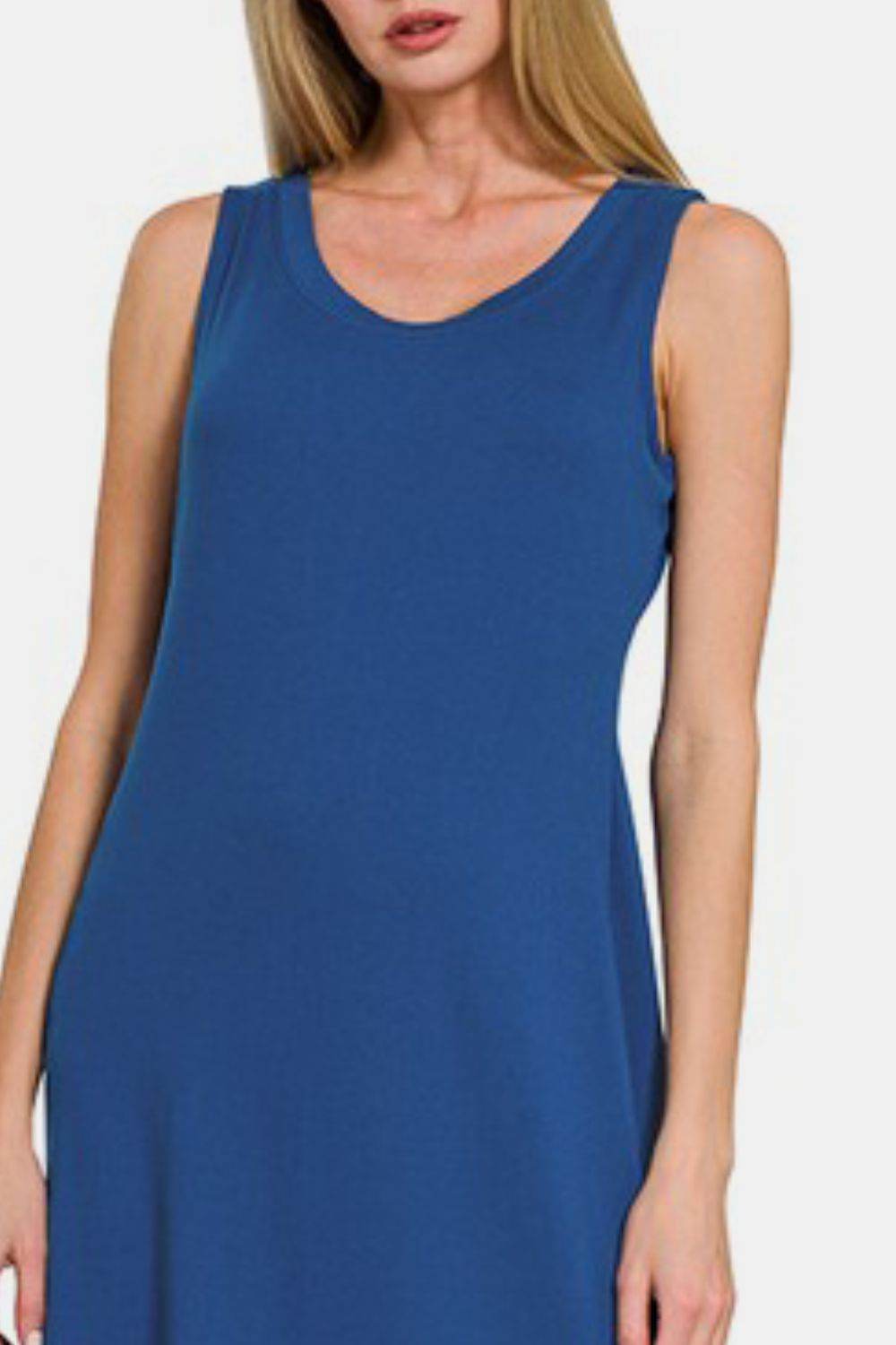 Zenana Scoop Neck Wide Strap Tank Dress - Hovatok