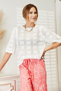 Mandy Ribbed Trim Round Neck Knit Top - Hovatok