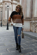 Angel Wings Color Block Round Neck Sweater - Hovatok