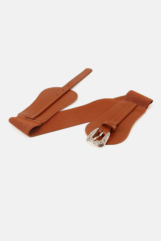 Wide Elastic Belt with Alloy Buckle - Hovatok