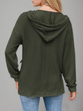 Double Take Drawstring Dropped Shoulder Long Sleeve Hoodie - Hovatok