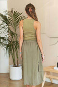 ADORA Drawstring Sleeveless Washed Dress - Hovatok