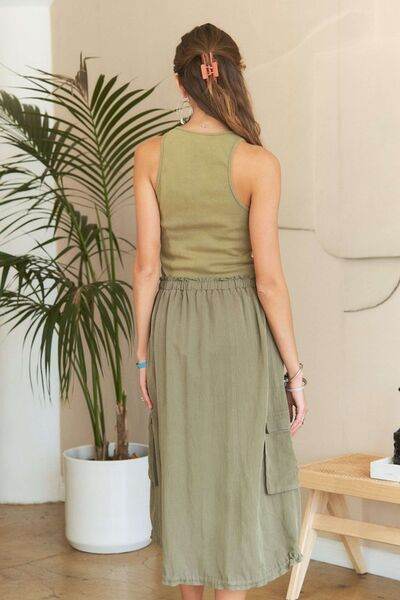 ADORA Drawstring Sleeveless Washed Dress - Hovatok