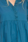 Umgee USA Full Size Lace Detail Puff Sleeve Mini Dress Plus Size - Hovatok