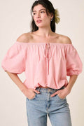 Mittoshop Linen Two-Way Short Sleeve Crop Blouse - Hovatok