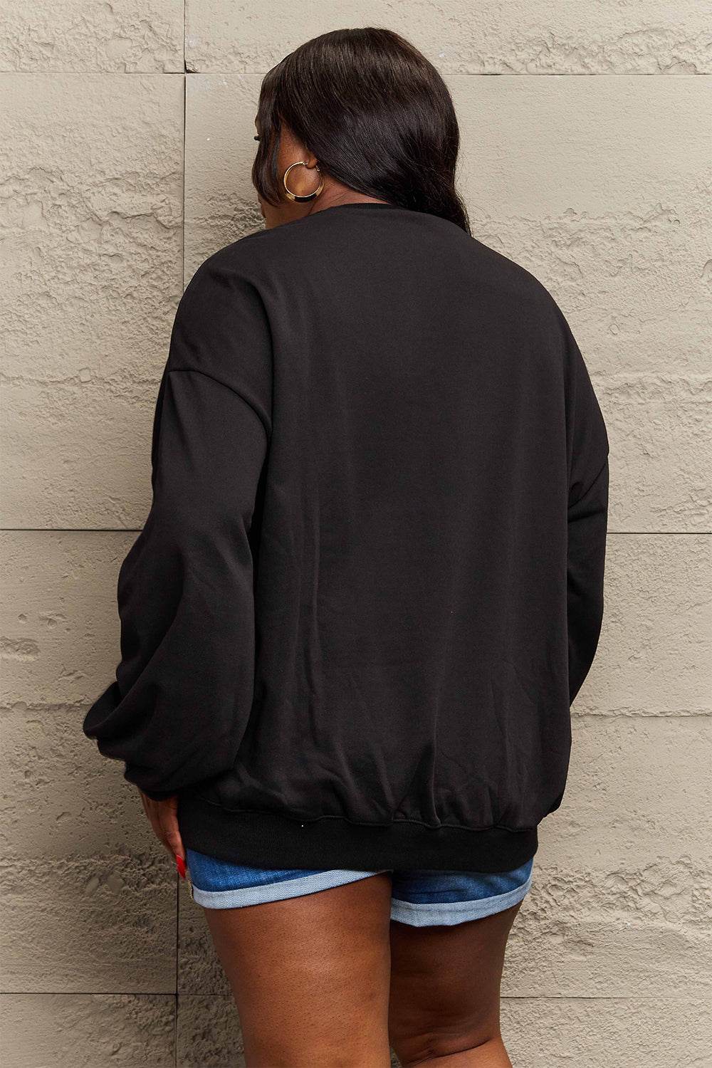 Simply Love Full Size Graphic Dropped Shoulder Sweatshirt - Hovatok