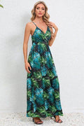 Printed Surplice Maxi Cami Dress - Hovatok