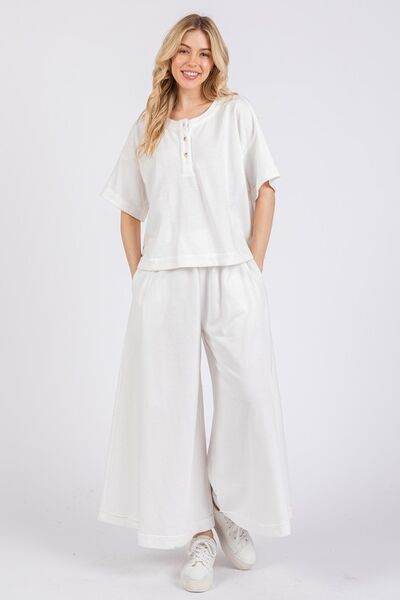 Ces Femme Half Button Half Sleeve Top and Pants Set - Hovatok