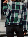 Plus Size Plaid Baseball Collar Zip Up Jacket - Hovatok