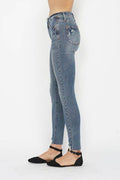 Judy Blue Full Size Tummy Control Vintage Wash Hem Destroy Skinny Jeans - Hovatok