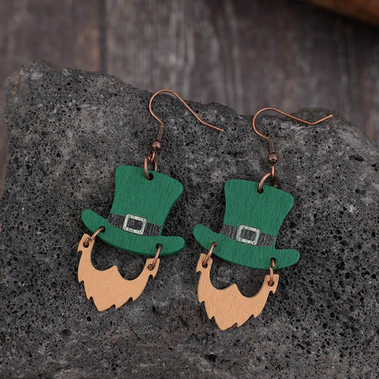 Wooden Hat Shape Dangle Earrings - Hovatok