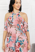 Sew In Love Full Size Fresh-Cut Flowers Cold-Shoulder Dress - Hovatok