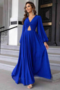 Twist Front Cutout Long Sleeve Dress - Hovatok